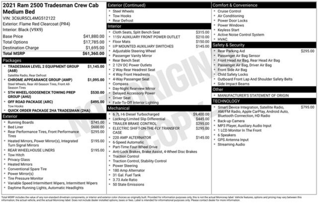 Used 2021 Ram 2500 Tradesman Truck Crew Cab
