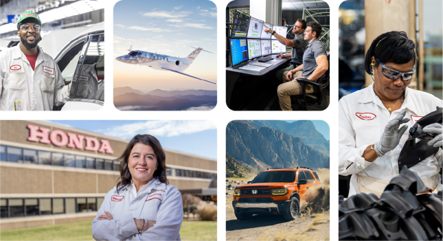 Collage of Honda employees in various settings