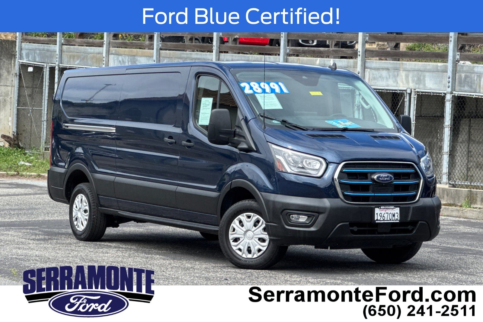 Certified 2022 Ford E-Transit Cargo Van Base with VIN 1FTBW1YK9NKA54217 for sale in Colma, CA