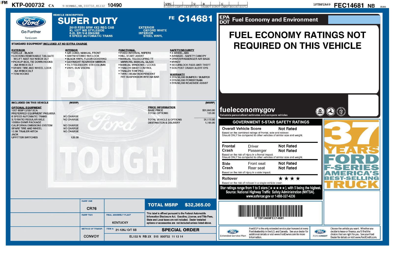 Used 2015 Ford F-250 XL Truck Regular Cab