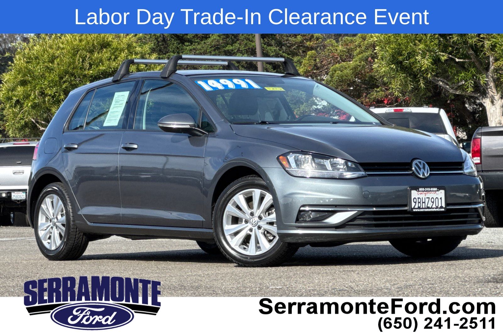 Platinum Gray 2019 Volkswagen Golf Hatchback Front-Wheel Drive 6-Speed Manual