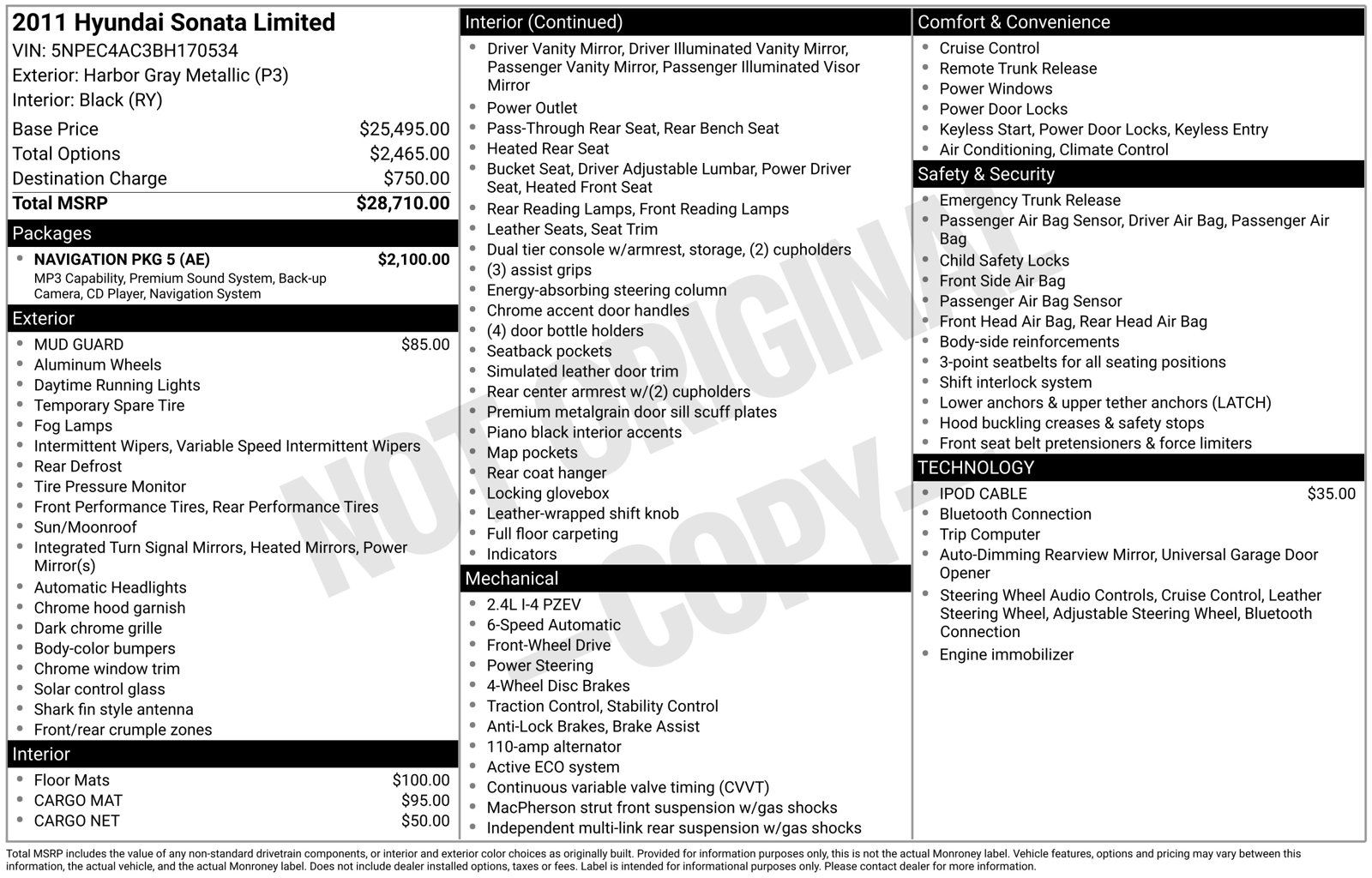 Used 2011 Hyundai Sonata Limited Sedan