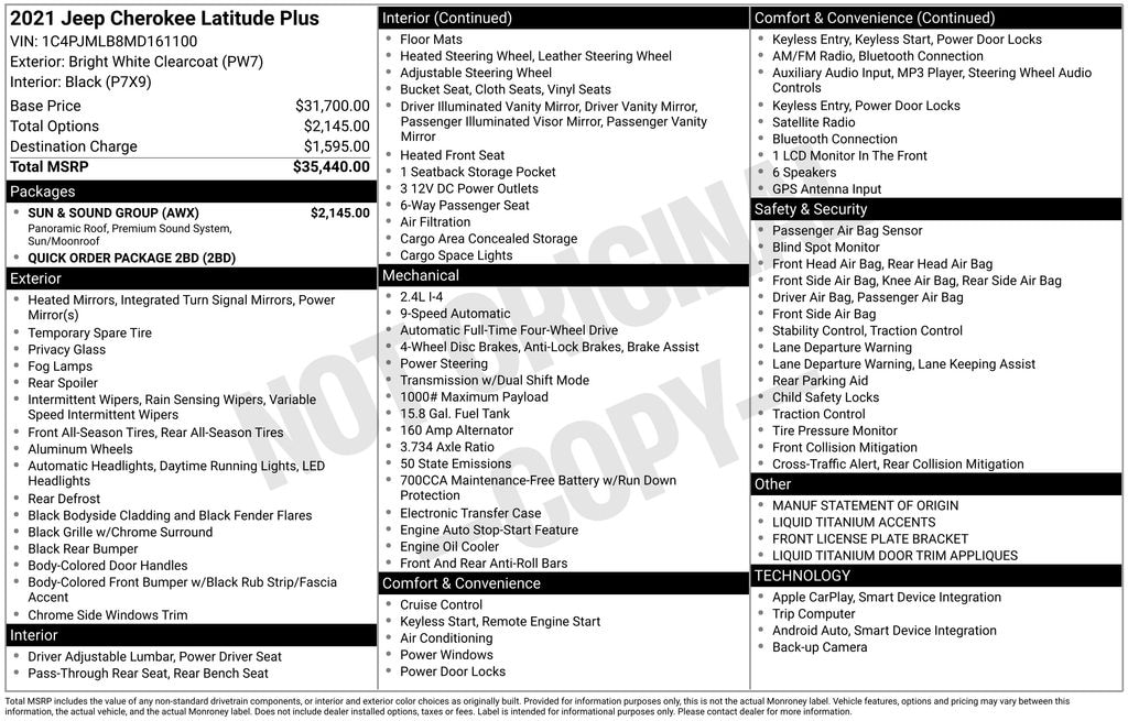 Used 2021 Jeep Cherokee Latitude Plus SUV