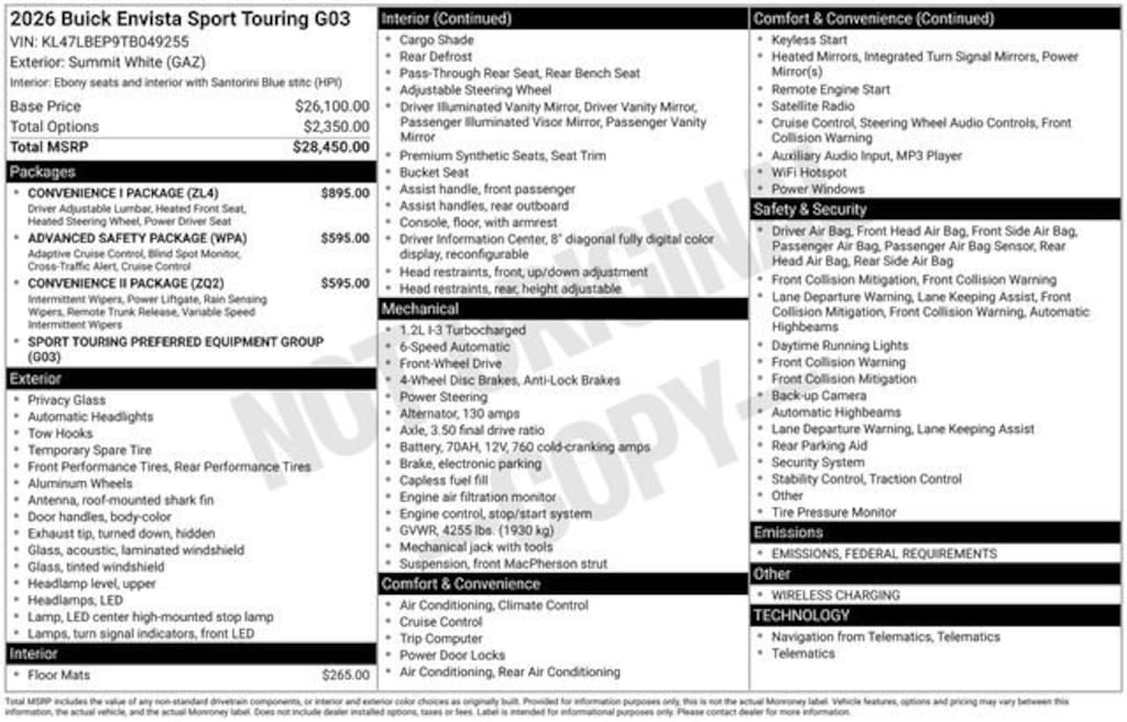 New 2026 Buick Envista Sport Touring SUV