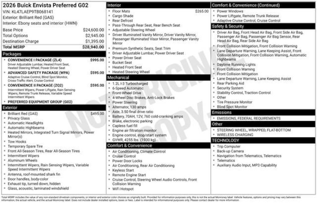 New 2026 Buick Envista Preferred SUV