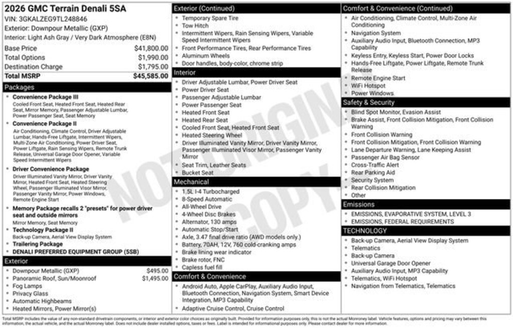 New 2026 GMC Terrain Denali SUV