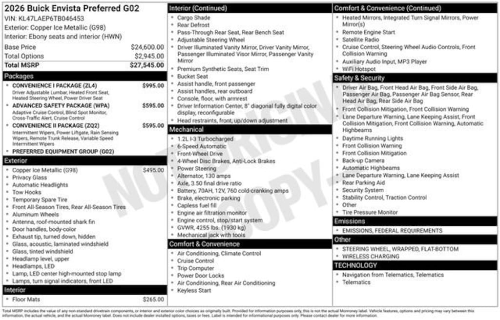 New 2026 Buick Envista Preferred SUV