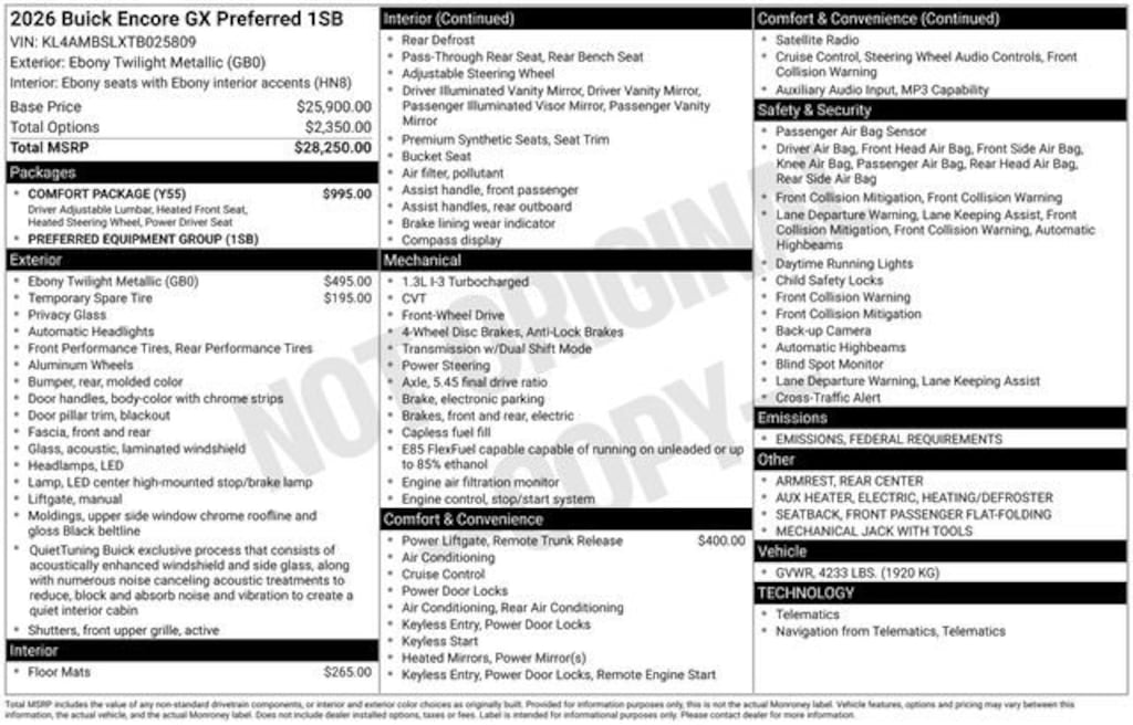New 2026 Buick Encore GX Preferred SUV