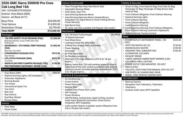 2026 GMC Sierra 4WD Crew Cab Long Box DRW Pro's photo