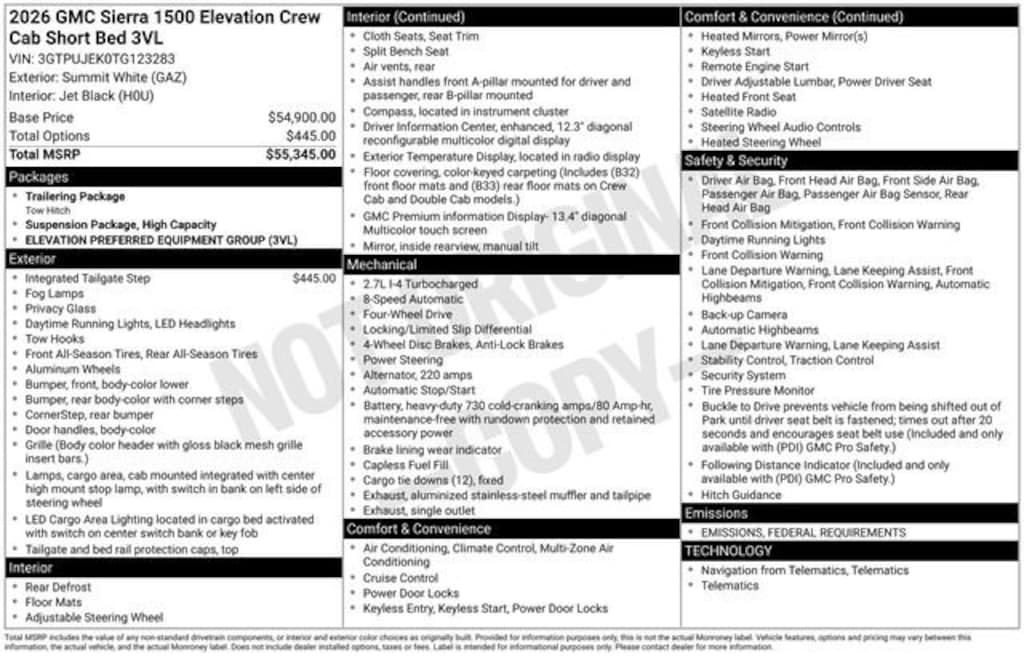 New 2026 GMC Sierra 1500 Elevation Truck