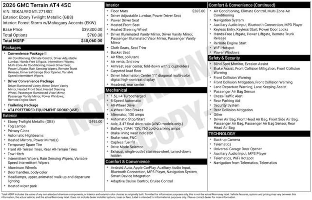 New 2026 GMC Terrain AT4 SUV