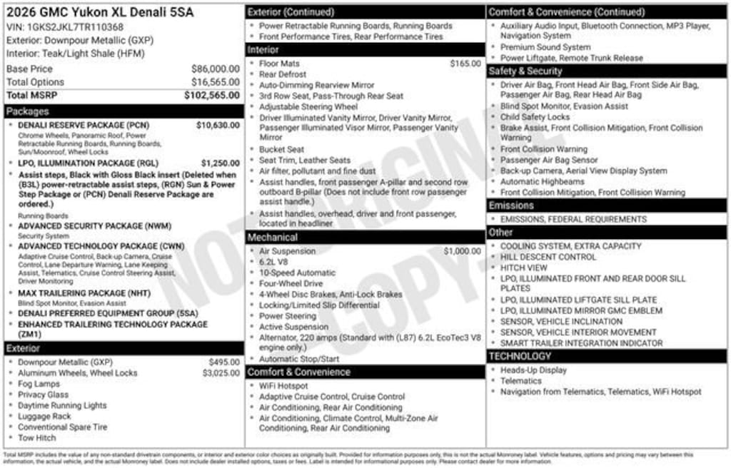 New 2026 GMC Yukon XL Denali SUV