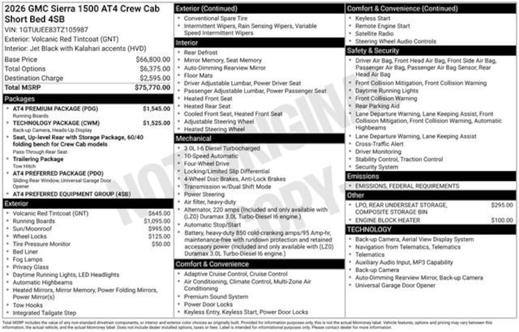 New 2026 GMC Sierra 1500 AT4 Truck