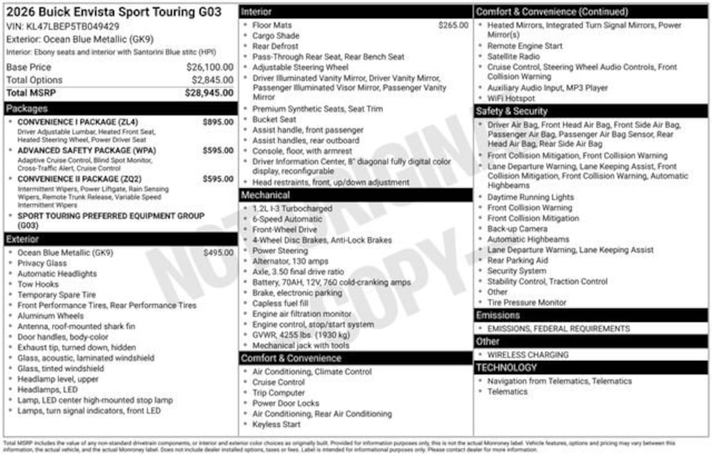 New 2026 Buick Envista Sport Touring SUV