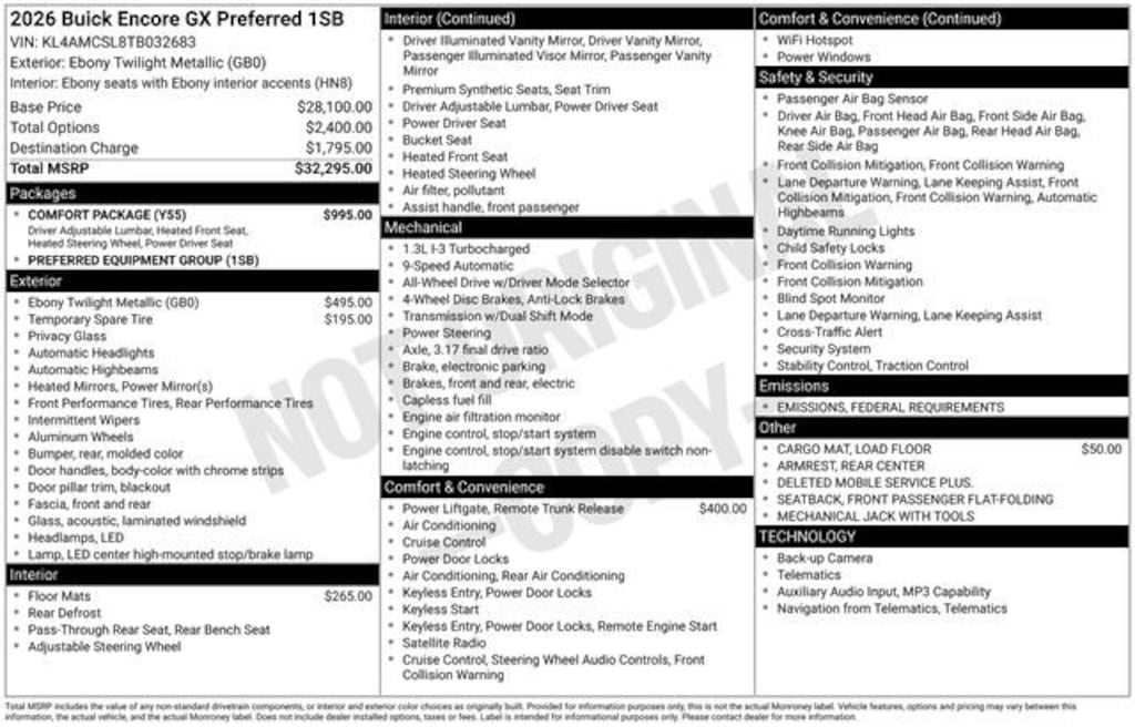 New 2026 Buick Encore GX Preferred SUV