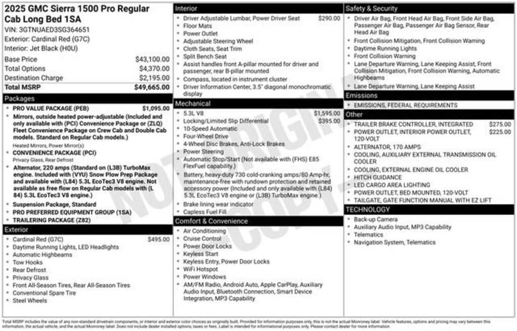 New 2025 GMC Sierra 1500 Pro Truck