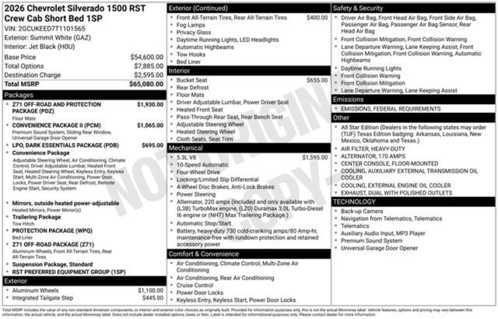 New 2026 Chevrolet Silverado 1500 RST Truck