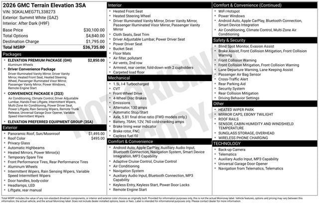 2026 GMC Terrain Elevation's photo