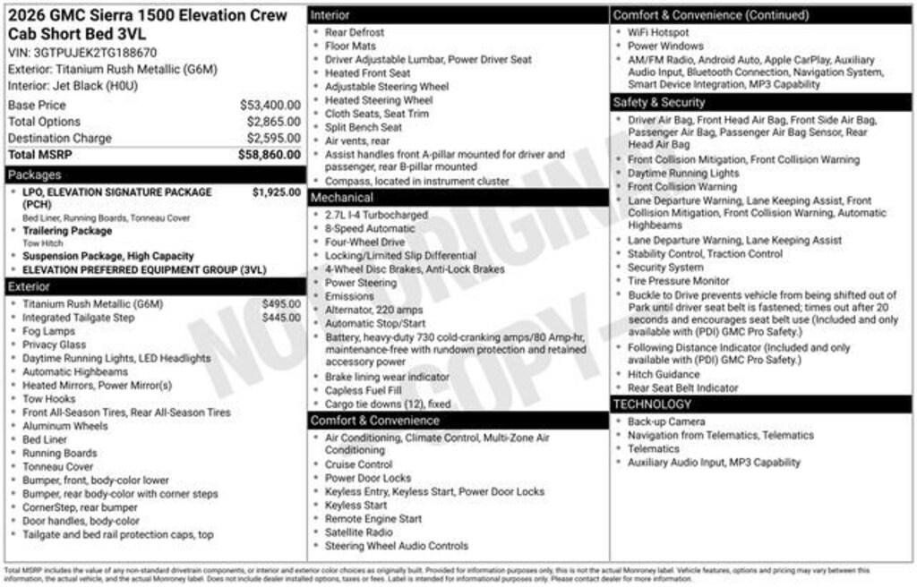 New 2026 GMC Sierra 1500 Elevation Truck