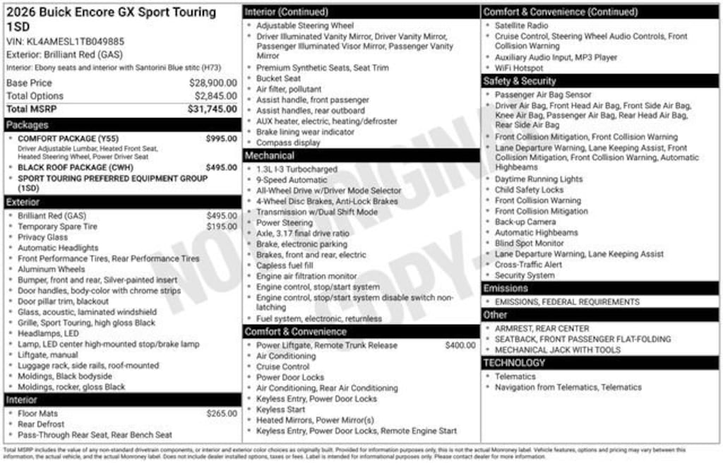 New 2026 Buick Encore GX Sport Touring SUV