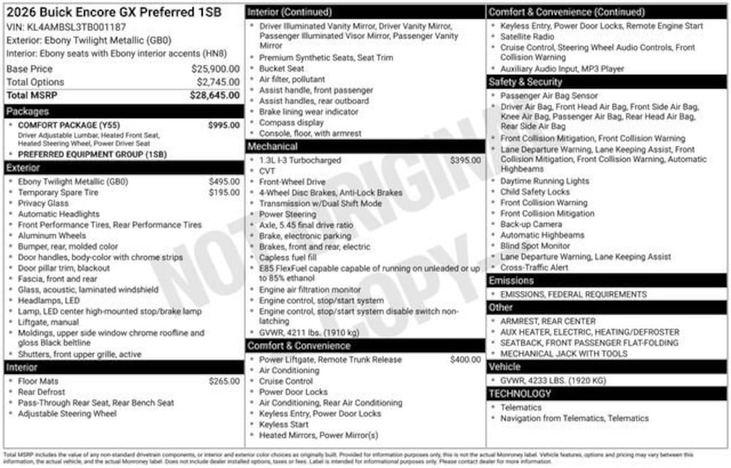 New 2026 Buick Encore GX Preferred SUV