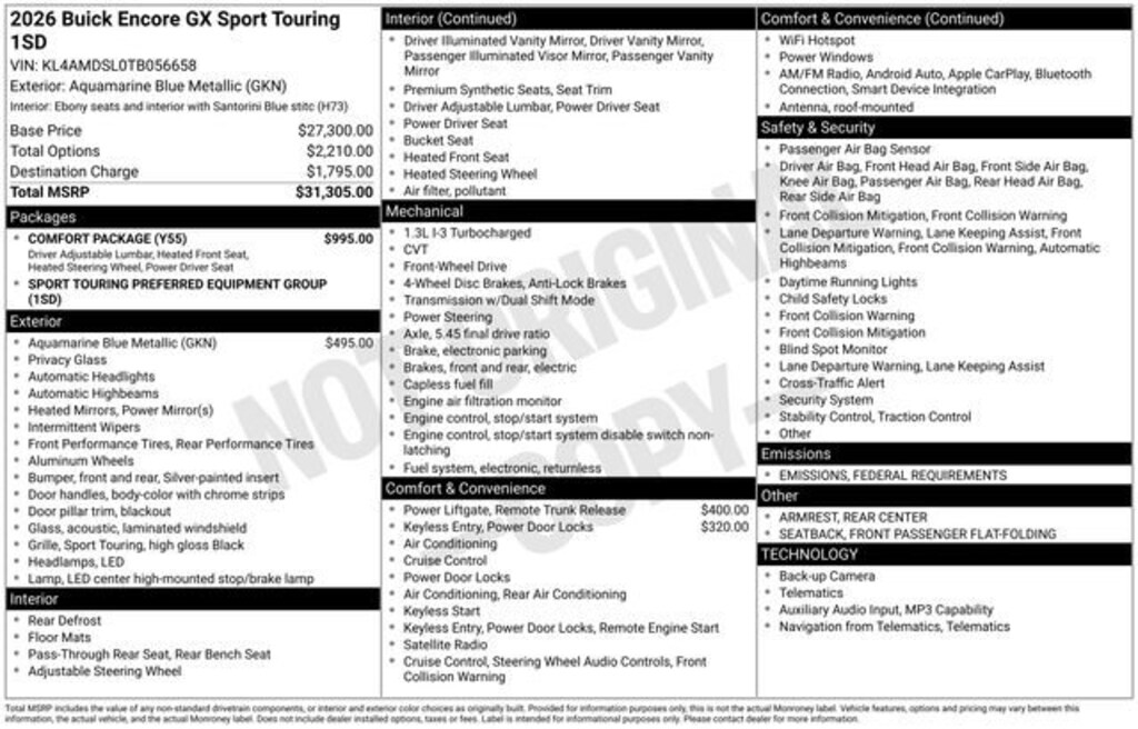 New 2026 Buick Encore GX Sport Touring SUV