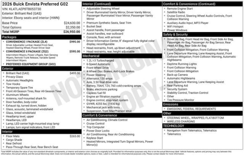 New 2026 Buick Envista Preferred SUV