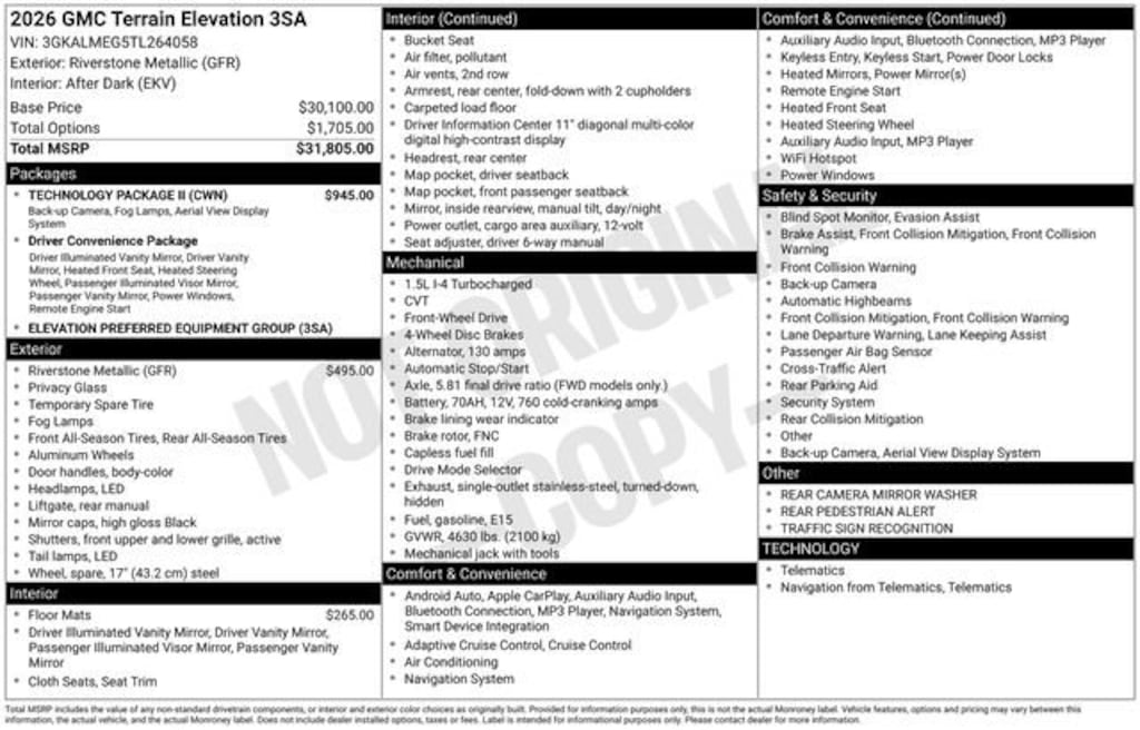 New 2026 GMC Terrain Elevation SUV