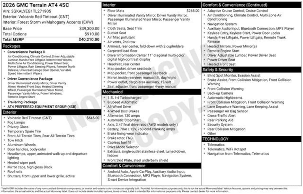 New 2026 GMC Terrain AT4 SUV