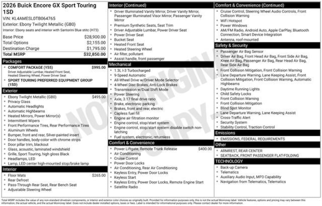 New 2026 Buick Encore GX Sport Touring SUV