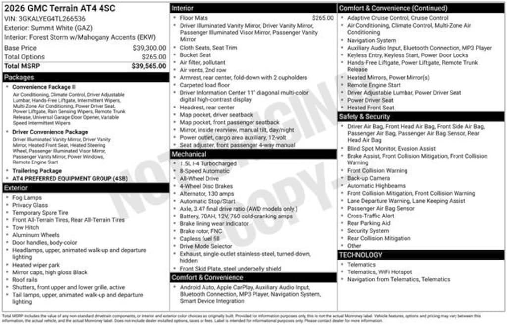 New 2026 GMC Terrain AT4 SUV