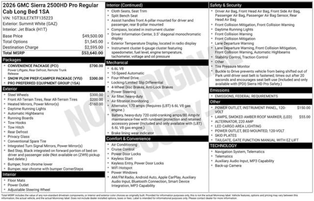 New 2026 GMC Sierra 2500 HD Pro Truck