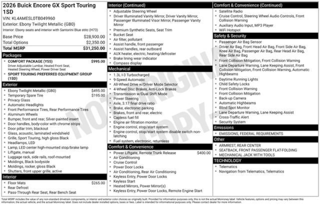 New 2026 Buick Encore GX Sport Touring SUV