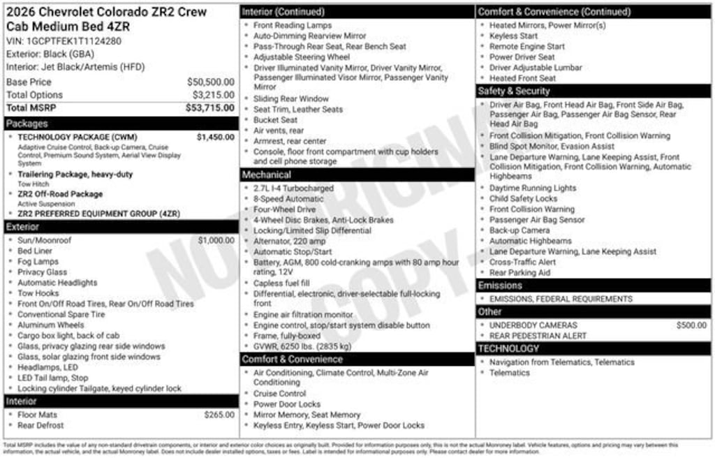 New 2026 Chevrolet Colorado ZR2 Truck