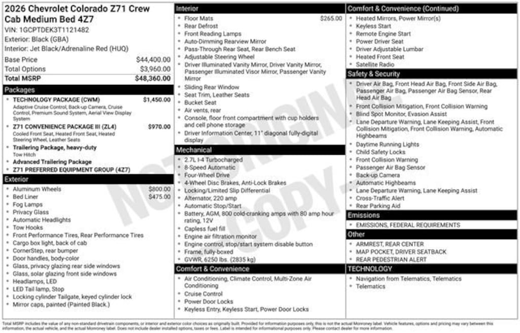 New 2026 Chevrolet Colorado Z71 Truck