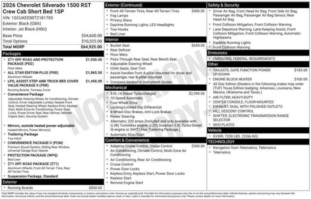 New 2026 Chevrolet Silverado 1500 RST Truck