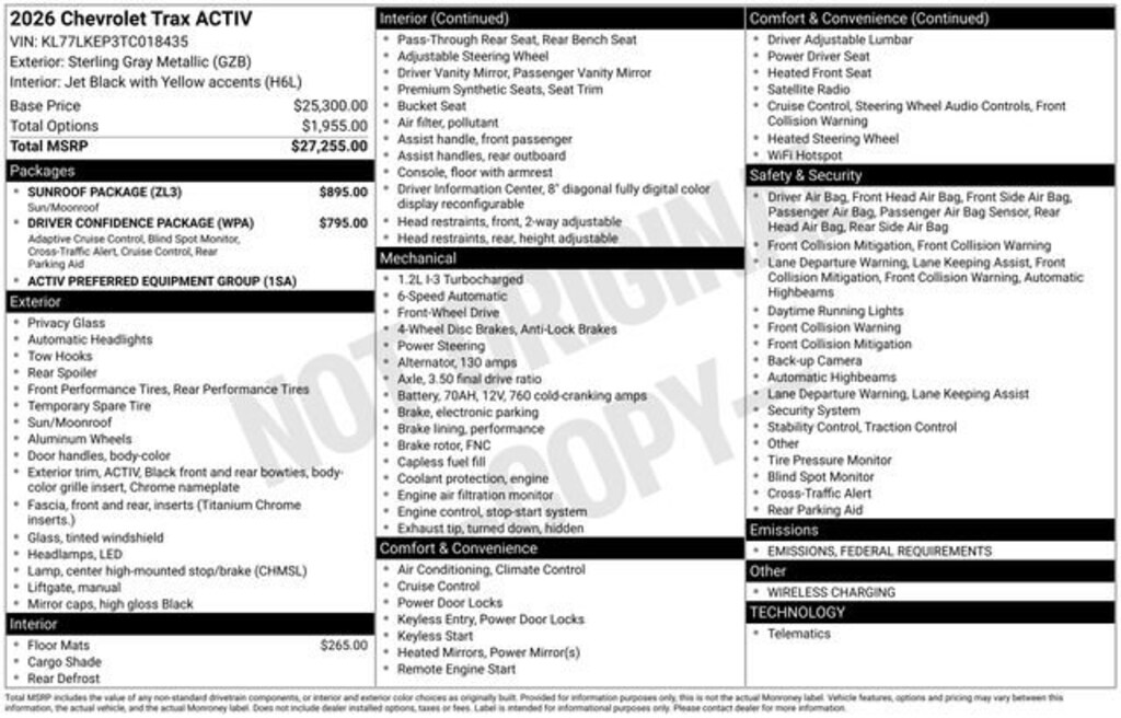 New 2026 Chevrolet Trax Activ SUV