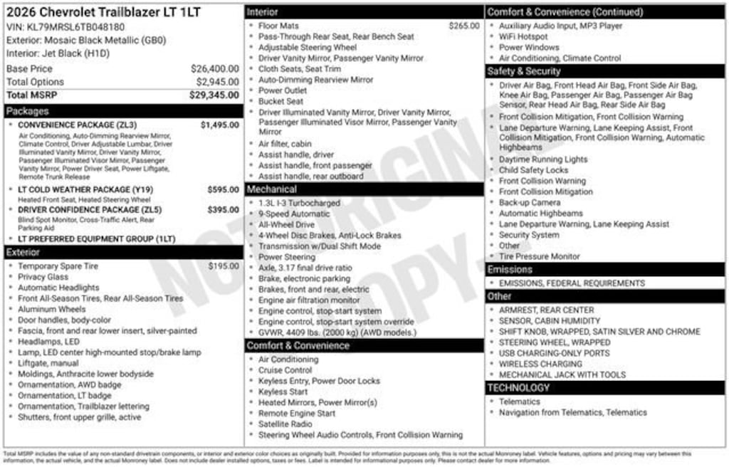 New 2026 Chevrolet Trailblazer LT SUV