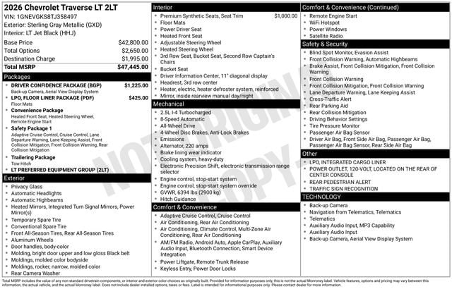 2026 Chevrolet Traverse AWD LT's photo