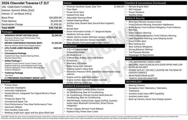2026 Chevrolet Traverse AWD LT's photo
