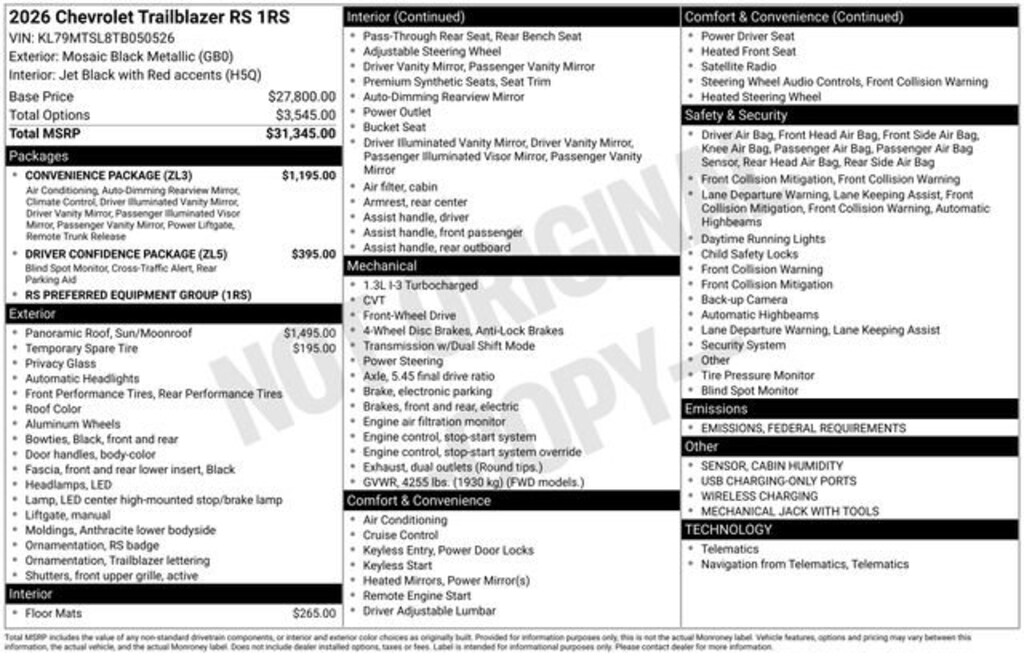 New 2026 Chevrolet Trailblazer RS SUV