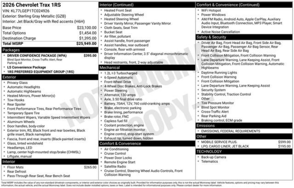 New 2026 Chevrolet Trax 1RS SUV