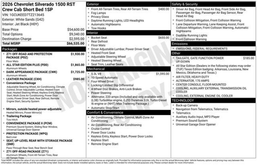 New 2026 Chevrolet Silverado 1500 RST Truck