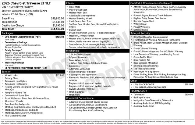 2026 Chevrolet Traverse FWD LT's photo