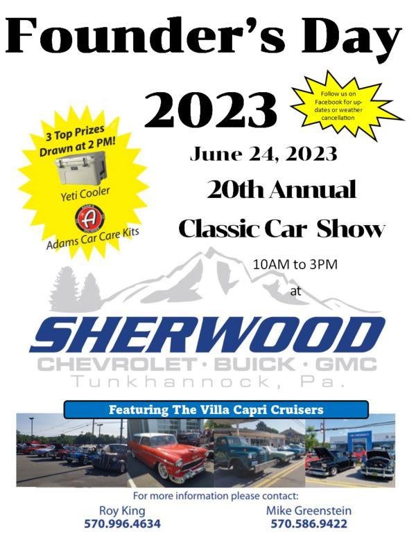 Founders Day Classic Car Show Tunkhannock