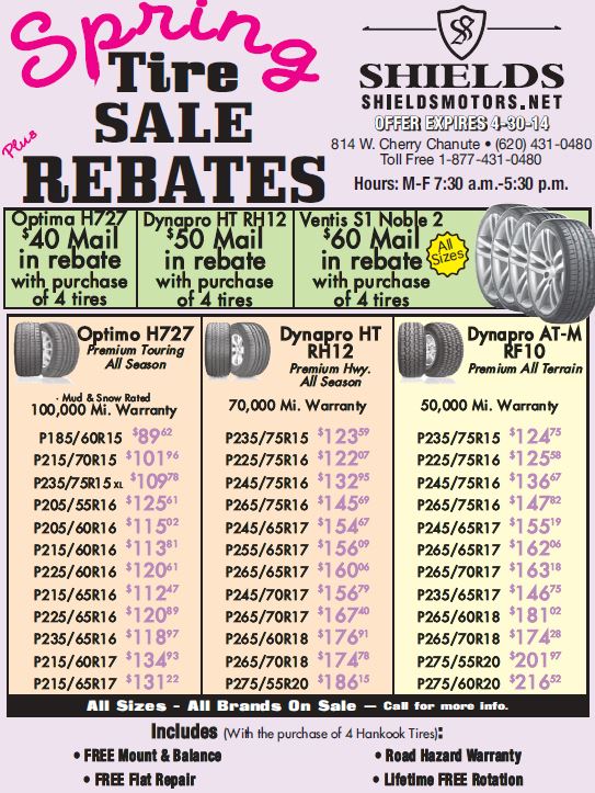 Tire Sale Shields Motor Co Inc