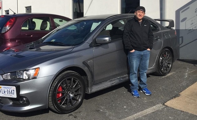 Happy Customer Pablo Navarrete with his new 2015 Mitsubishi Lancer Evolution final edition, sold by Dawn DeChristopher.