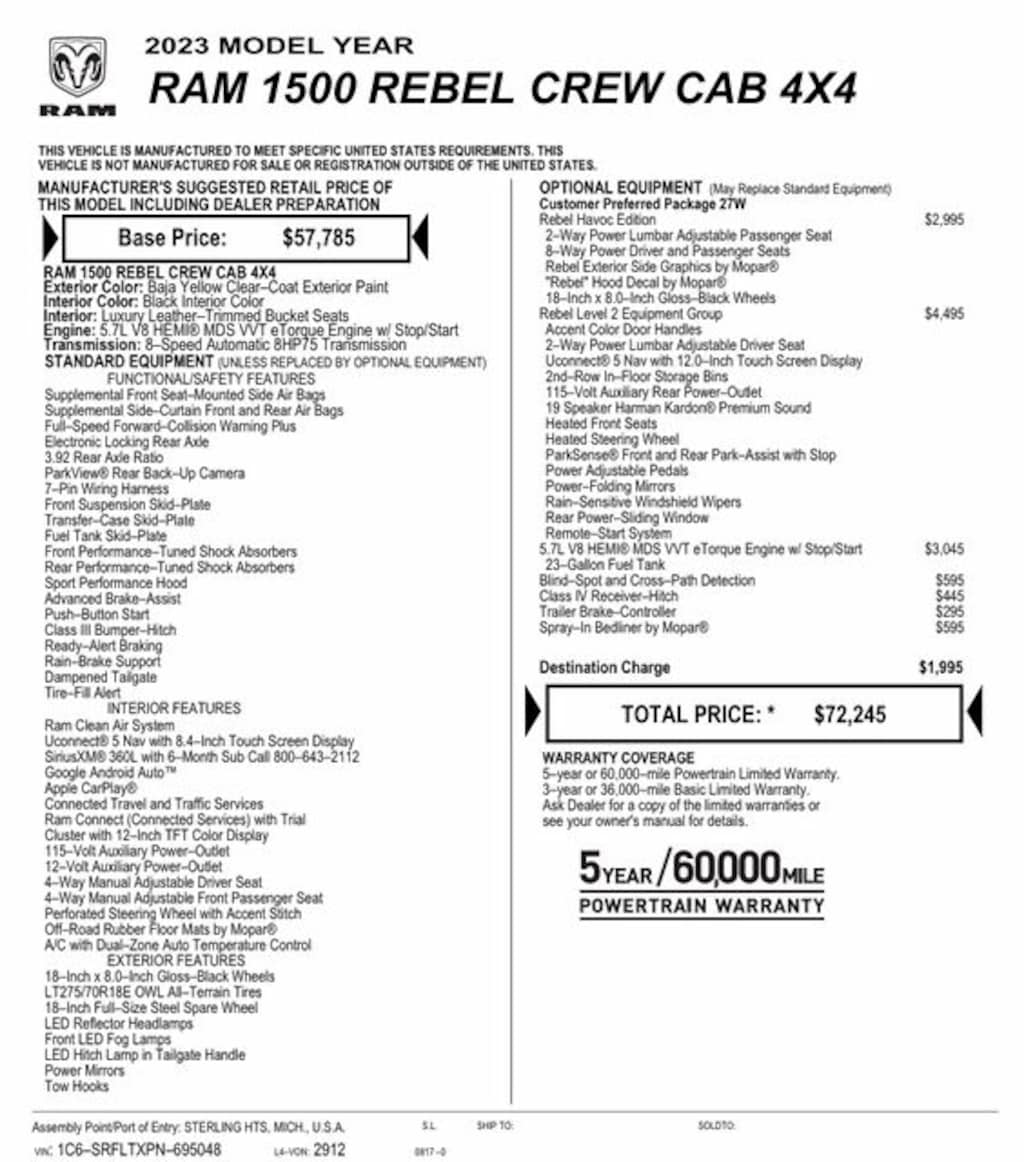 Used 2023 Ram 1500 Rebel Truck Crew Cab