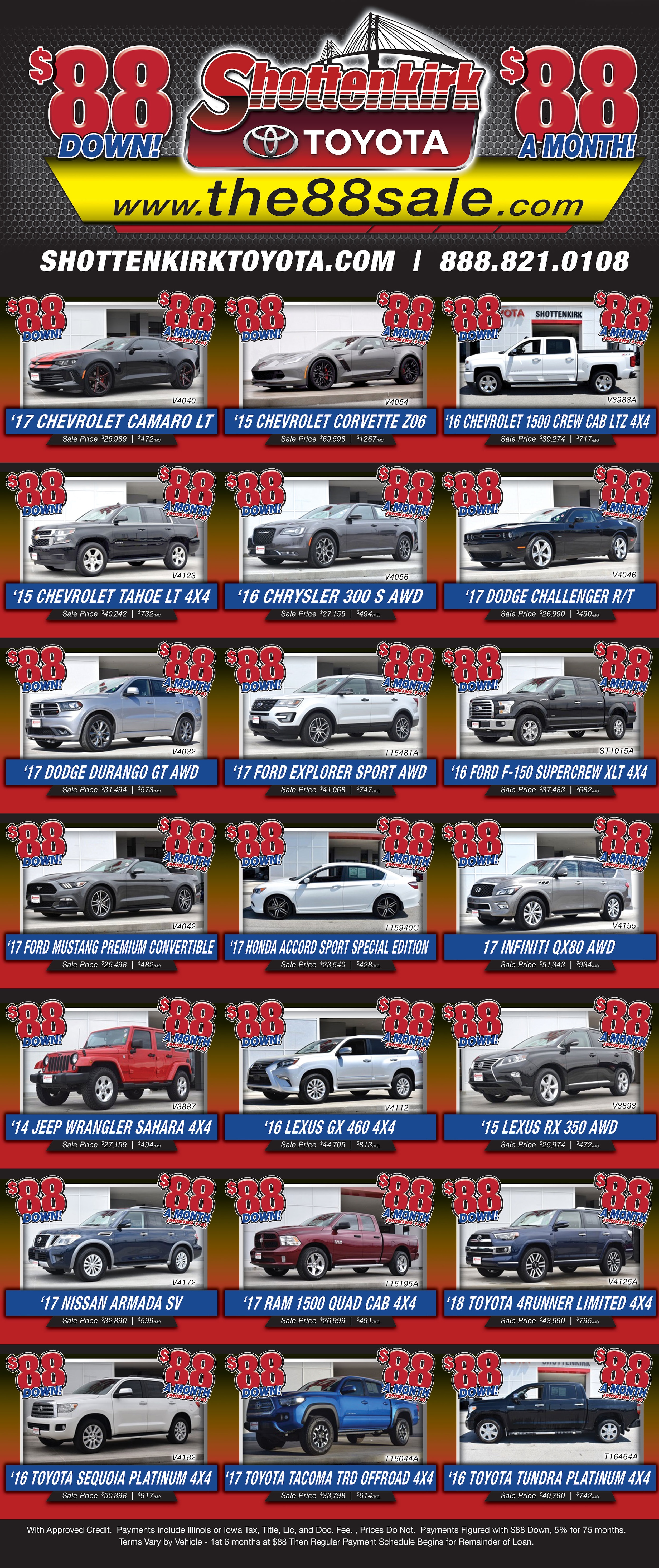 Shottenkirk 88 Sales Event 88 Down 88 Per Month