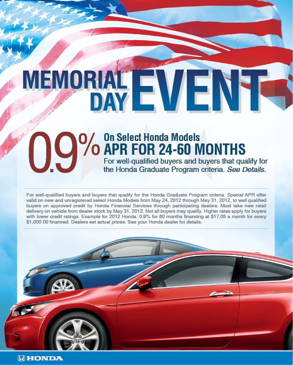 Honda Memorial Day Car Sales Event .9 Finance Car Rates Phoenix AZ